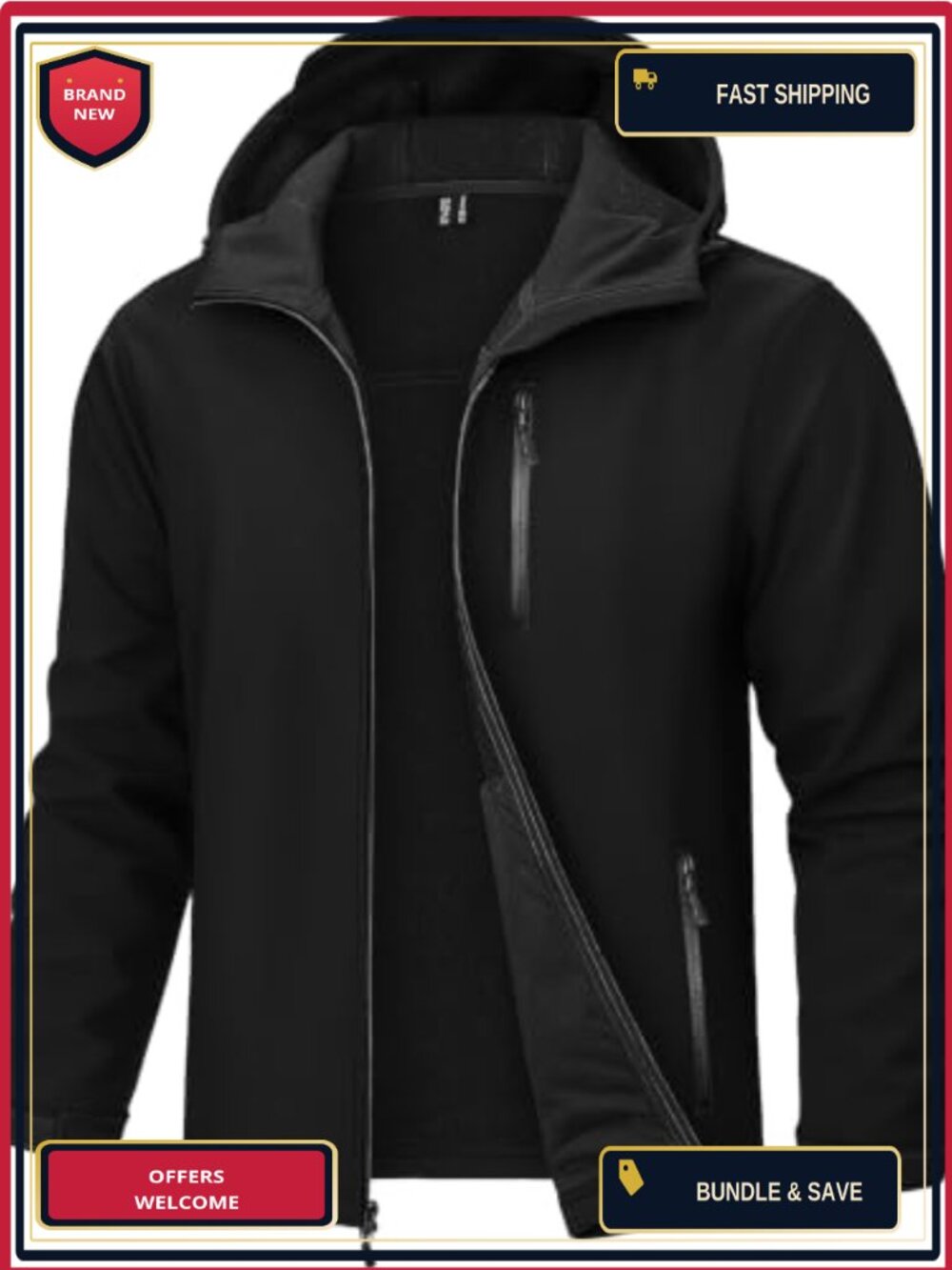 TACVASEN Mens Hooded Fleece Lined Waterproof Softshell Jacket Lightweight